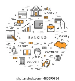 Vektorillustration Line Konzept für das Bankwesen. Modernes lineares Investitionssymbol. Öffnen Sie den Pfad.