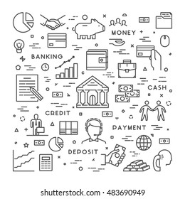 Vector line concept for banking. Modern linear symbol for investment. Open path.