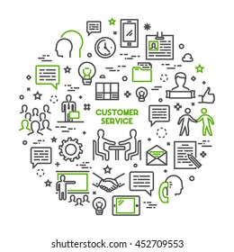 Vector line concept customer service. Linear modern banner helpdesk. Open path.