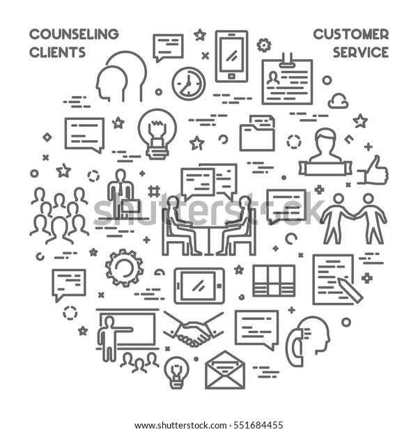 Vector Line Concept Customer Service Linear Stock Vector Royalty