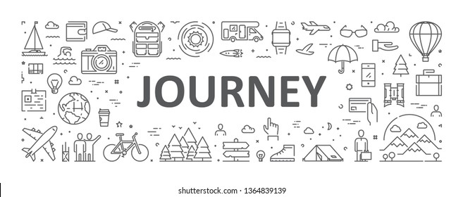 Vector Line Concept For Journey. Modern Linear Banner For Adventure. Open Path.