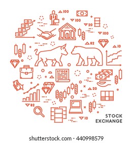 Vector line concept stock exchange. Linear symbol commodity exchange. Modern banner stock market.