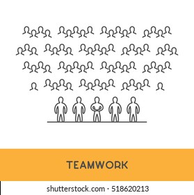 Vector line concept for teamwork. Modern linear creative style for working together. Open path.
