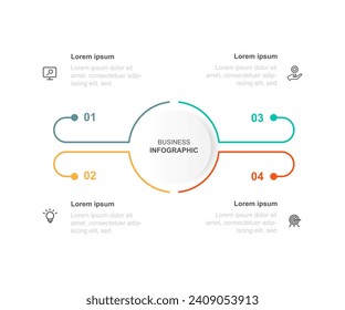 Vector line connected infographic template vector element with 4 step process or options 