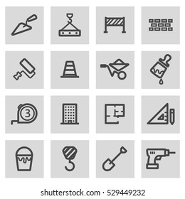 Vector line construction set on grey background
