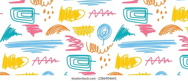 Fondo de patrón transparente colorido de crayon de línea del vector
