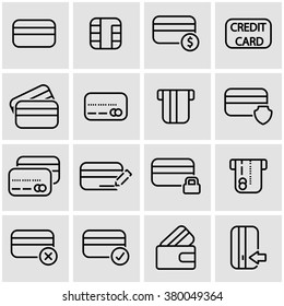 Vector Line Credit Card Icon Set.