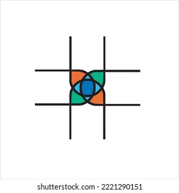 Vector line cross design with color shape.