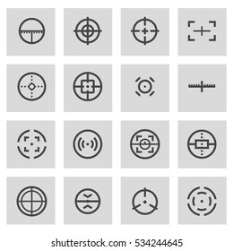 Vector line crosshair set on grey background