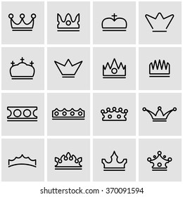 Vector line crown icon set