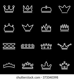 Vector line crown icon set. 