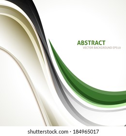 Vector line curve with space for text and message design. Green, gray, white colors background.