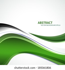 Vector line curve with space for text and message design. Green, gray, white colors background.