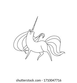 Vector line of cute chubby unicorn a fabulous mystical creature tattoo with cute minimal designs