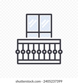 Diseño de línea vectorial de balcón, terraza, símbolo de construcción.