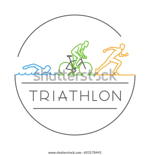 Vector Line Design Concept Triathlon Linear Stock Vector (Royalty Free ...
