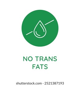 Vector line design element, badge and icon for food and cosmetics packaging in mono linear style - no trans fats