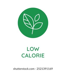 Vector line design element, badge and icon for food and cosmetics packaging in mono linear style - low calorie