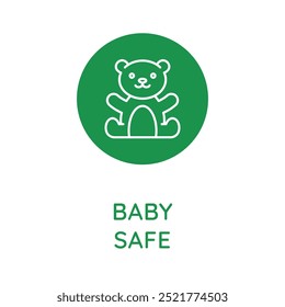 Vector line design element, badge and icon for food and cosmetics packaging in mono linear style - baby safe