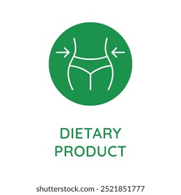 Vector line design element, badge and icon for food and cosmetics packaging in mono linear style - dietary product