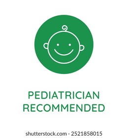 Vector line design element, badge and icon for food and cosmetics packaging in mono linear style - paediatrician recommended