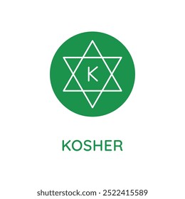 Vector line design element, badge and icon for food and cosmetics packaging in mono linear style - kosher