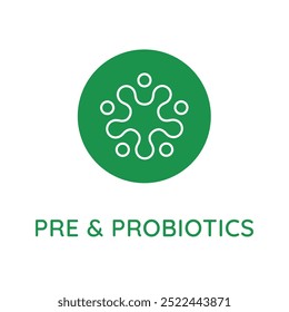 Elemento de design de linha de vetor, crachá e ícone para embalagens de alimentos e cosméticos em estilo linear mono - prebióticos e probióticos