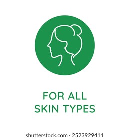 Elemento de design de linha de vetor, emblema e ícone para embalagem de alimentos e cosméticos em estilo linear mono - para todos os tipos de pele