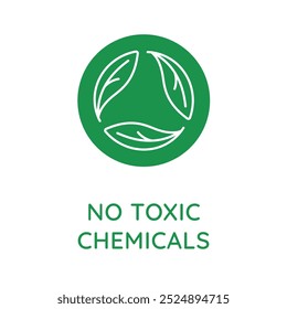 Vector line design element, badge and icon for food and cosmetics packaging in mono linear style - no toxic chemicals