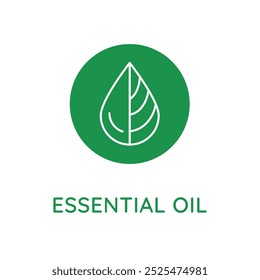 Vector line design element, badge and icon for food and cosmetics packaging in mono linear style - essential oil