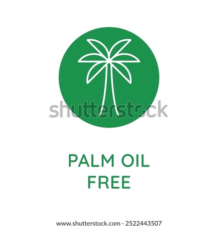 Vector line design element, badge and icon for food and cosmetics packaging in mono linear style - palm oil free