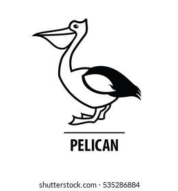 Vector line design icon. Line silhouette bird. Logo design Pelican