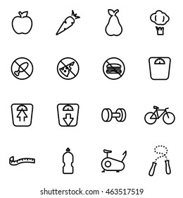Vector line diet icon set on white background