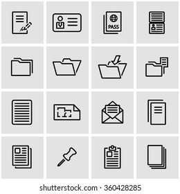 Vector line document icon set.
