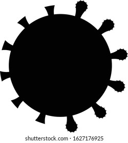 vector line draw black shadow of virus molecule on white background, corona virus