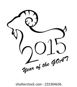 Vector of line draw of Year 2015, year of Goat