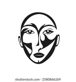 Vector Line Drawing of Abstract Face for Modern Design. Woman Portrait Minimalistic Style for Home Modern Decoration. Female Portrait Boho Style Vector Illustration. 