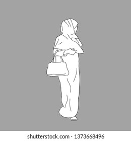 Vector line drawing of an Arab woman