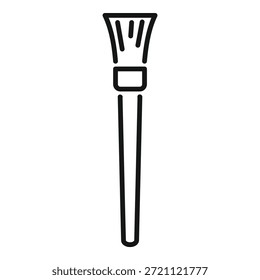 Vector line drawing of a cosmetic makeup brush, isolated on a white background