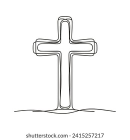 Vector line drawing of a cross on a white background.