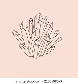 dibujo de línea vectorial en estilo doodle. cristales. aislado sobre fondo blanco, simple dibujo de cristal, mineral.