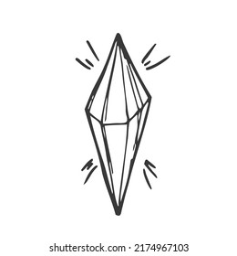 vector line drawing in doodle style. crystals. isolated on white background simple drawing of crystal, mineral.