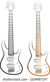 Vector line drawing electric guitar 