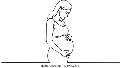 Dibujo de línea de Vector de una futura madre, un diseño limpio ideal como ícono o logotipo para servicios de maternidad, atención médica o bienestar materno.