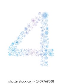 Vector line and drawing flower number