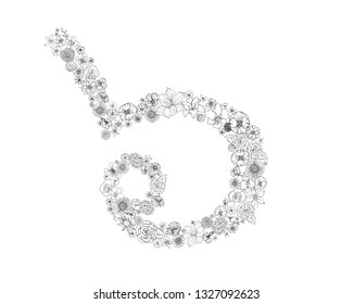 vector line drawing flower Thai number six