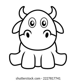 vector line drawing form cute and simple dairy cow logo icon