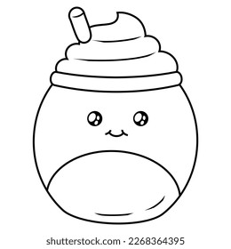 vector line drawing form cute boba icon