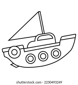 vector line drawing form fishing boat logo icon easy   simple