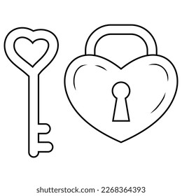 vector line drawing form heart lock icon